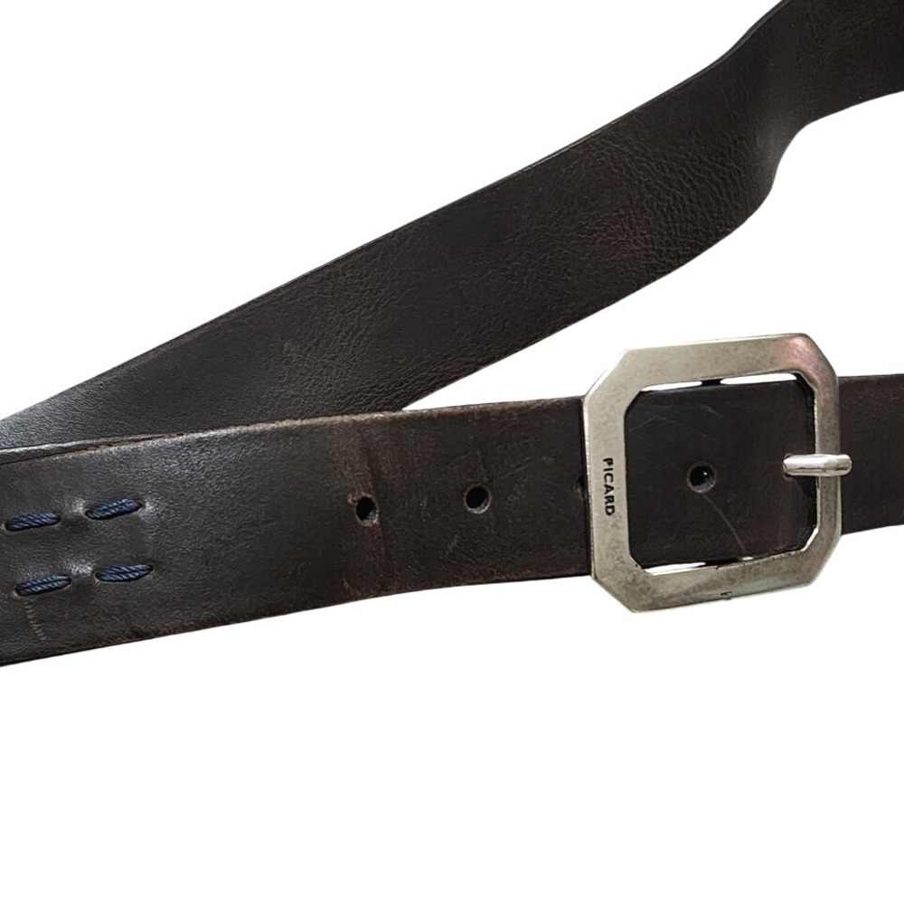 Picard Germany Mens Brown Genuine Leather Belt Silver Buckle Nickel Free O/S